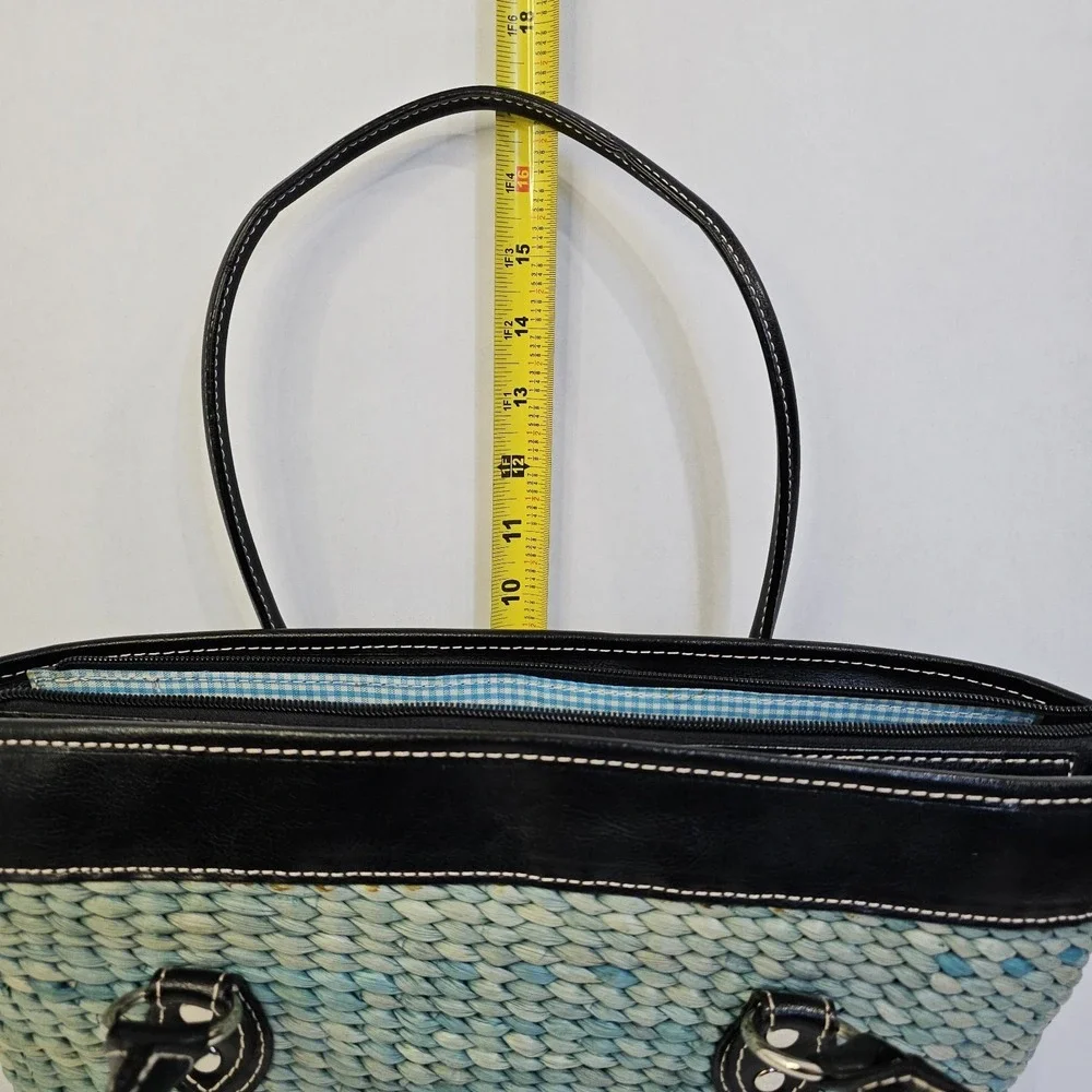 Woven‎ Turquoise Blue Straw Shoulder Bag